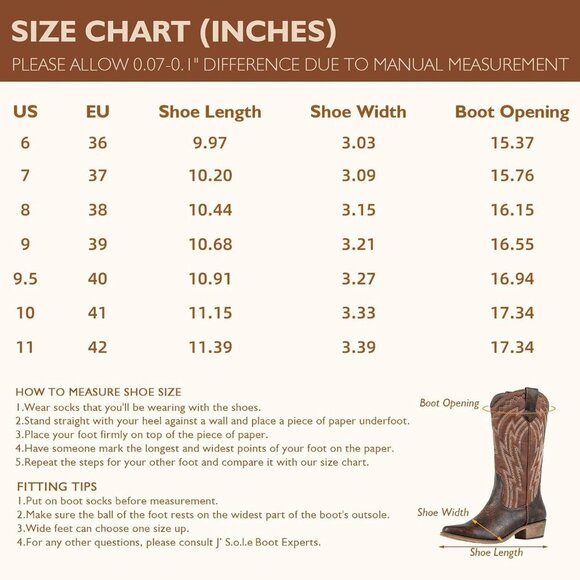 Women's Cowgirl Boots Cowboy Vintage Embroidered Brown Western Boots Snip Toe - Picture 8 of 9